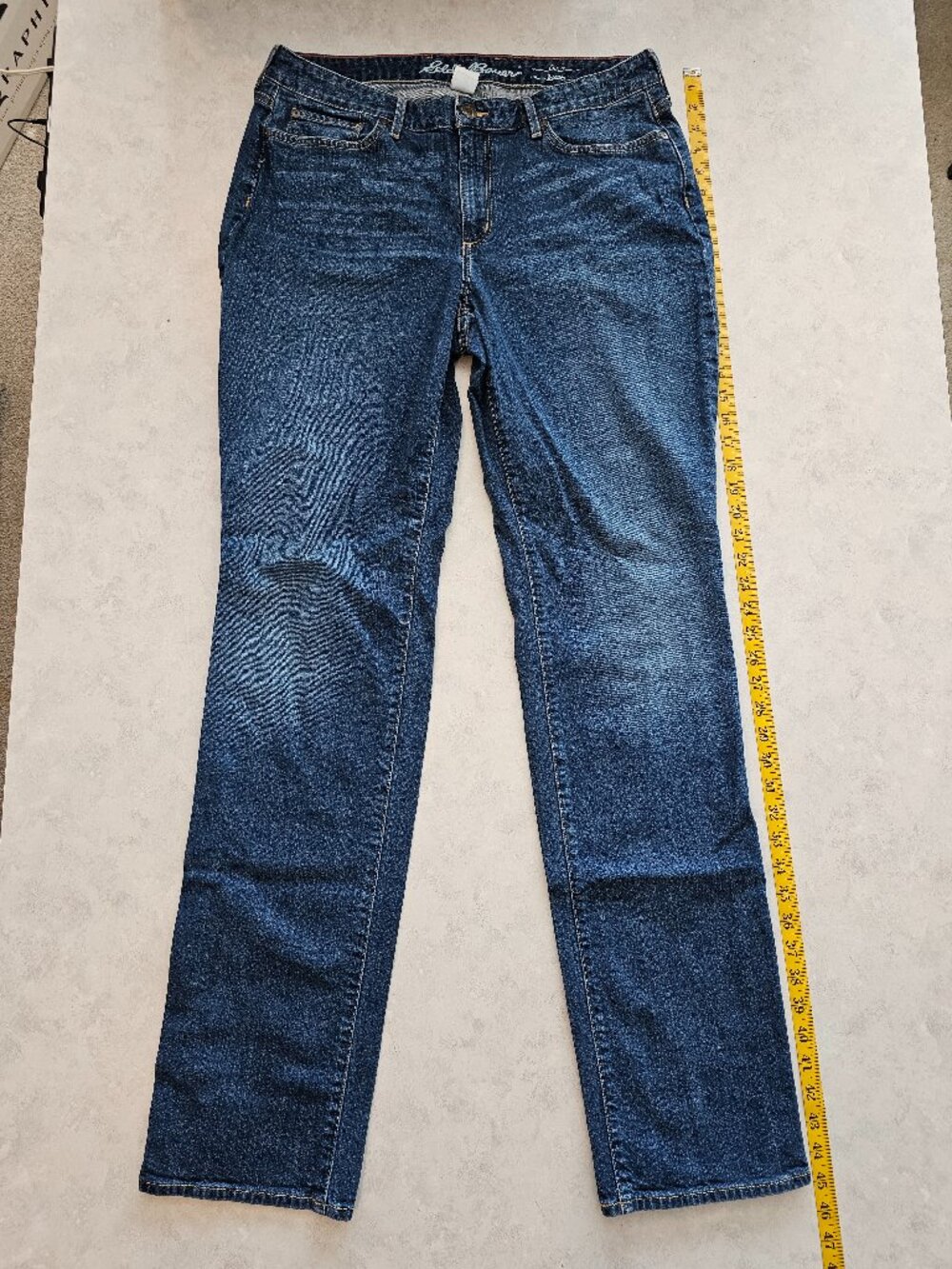 Eddie Bauer Curvy Straight Jeans, Size Tall 14 Aged Blue